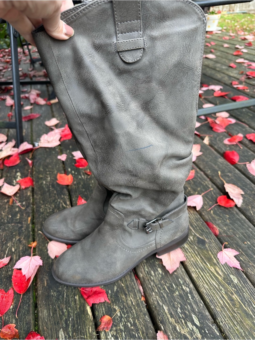 Women’s Grey Casual Mid-Calf Boots